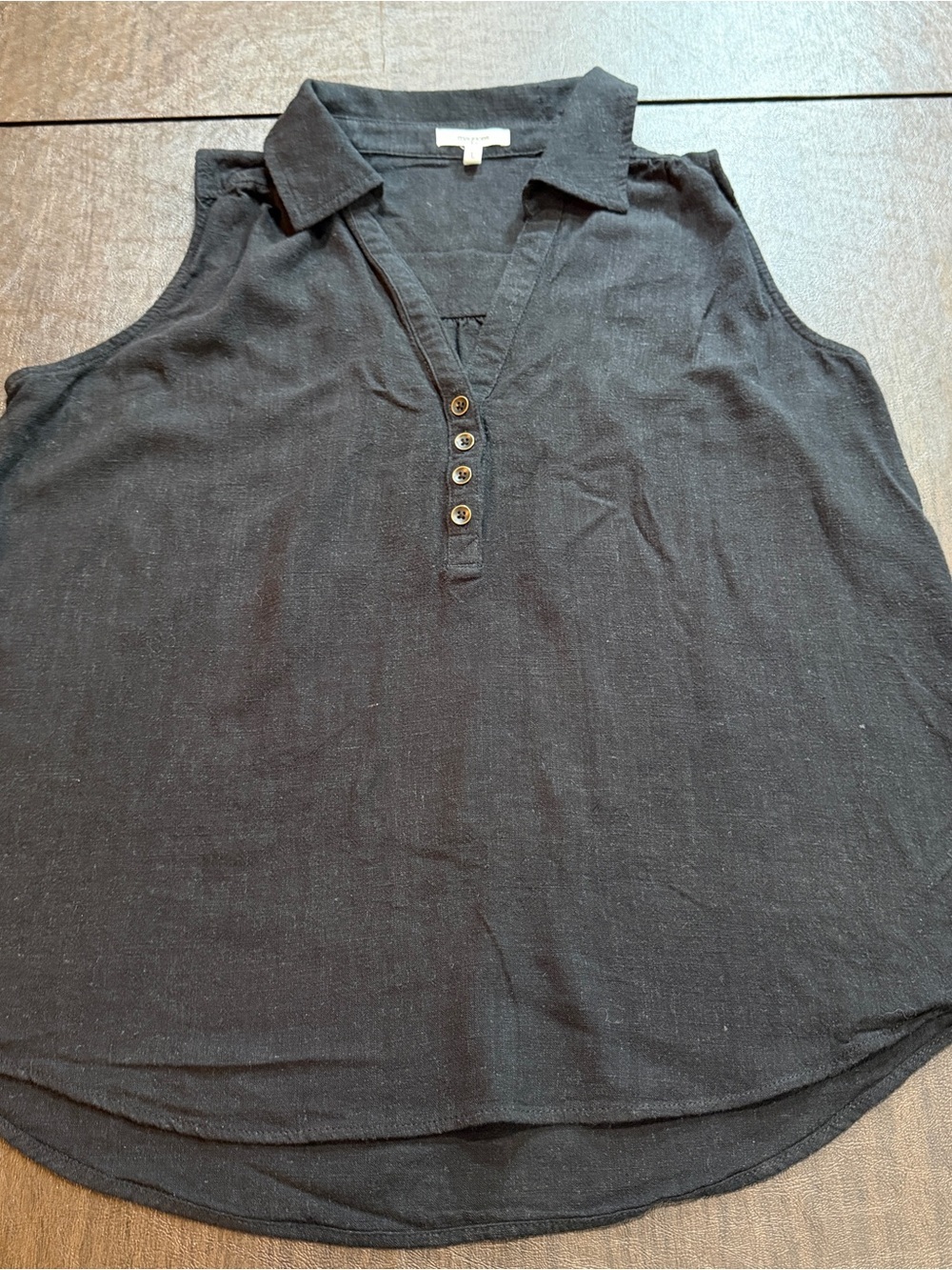 Maurices Black Sleeveless Collared Button Henley Camisole Sz L